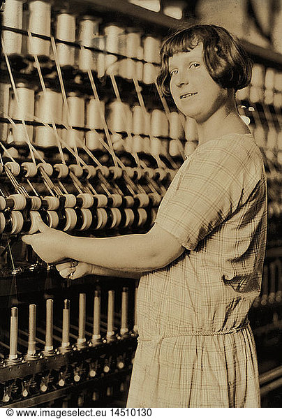 Young Teenage Girl Working at Cheney Silk Mills  South Manchester  Connecticut  USA  Lewis Hine for National Child Labor Committee  1924