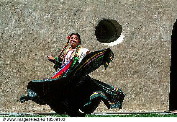Young woman in costume in Oaxaca Mexico