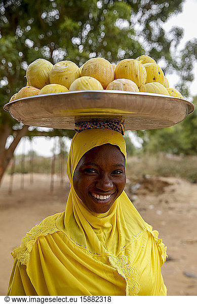 Young woman selling fruit in Koupela  Burkina Faso.