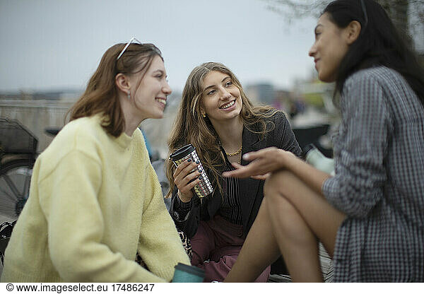 Young women friends talking
