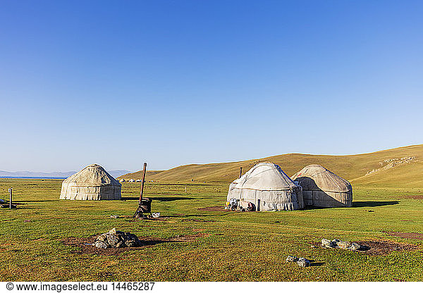 Yurt at Songkol Lake  Kyrgyzstan  Central Asia