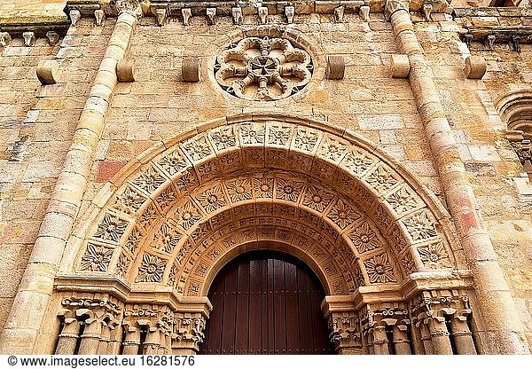 Zamora city  San Juan de Puerta Nueva church or San Juan Bautista church (romanesque 12th century). Portal. Castilla y Leon  Spain.
