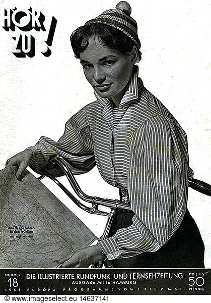 Zeitschriften  1955  'HÃ¶r Zu'  Heft Nr. 18  Titel  'Alle Wege fÃ¼hren in den FrÃ¼hling'  Ausgabe Hamburg Mitte