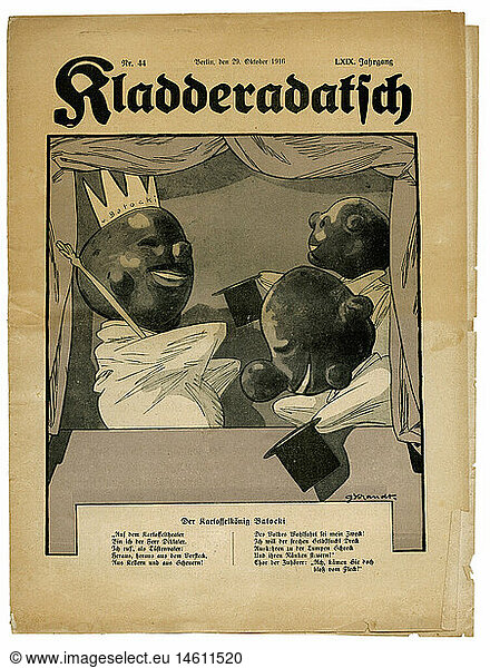Zeitschriften / Magazine  'Kladderadatsch'  Berlin  LXIX. Jahrgang  Nummer 44  29.10.1916  Titel  'Der KartoffelkÃ¶nig Batocki'