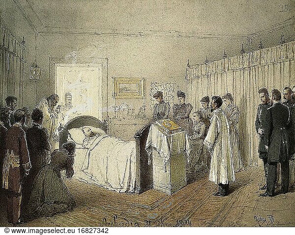 Zichy Mihaly Von - Sterbezimmer für Alexander III. in seinem Schlafzimmer im kleinen Palast in Livadia - Ungarische Schule - 19. Jahrhundert.