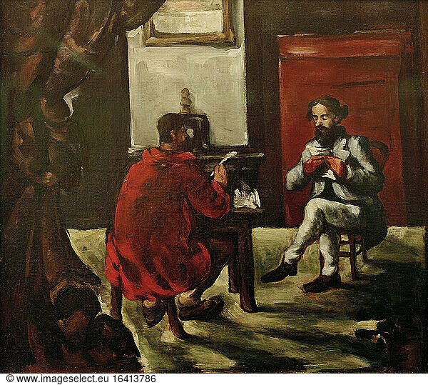 Zola  Emile  French writer  1840–1902.“La lecture de Paul Alexis chez Zola (Zola’s secretary Paul Alexis  1847–1901  reads to Zola from his text).Painting  1869/70  by Paul Cezanne(1839–1906).Oil on canvas  52 × 56cm.Switzerland  Foundation and Collection Weinberg.
