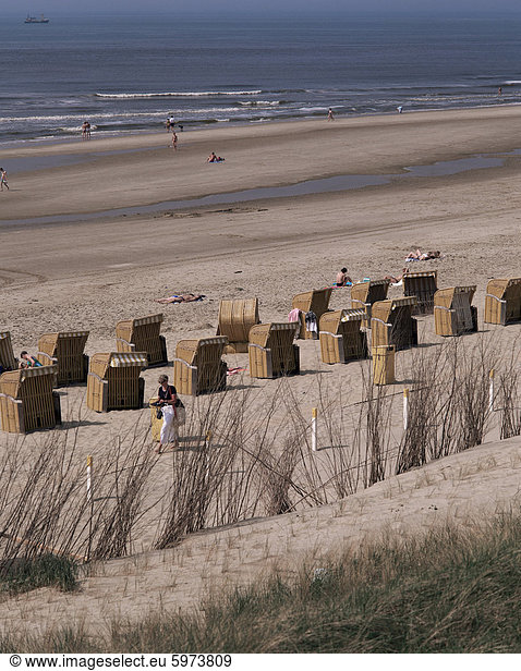 Zuckerrohr Stühle am Strand  Egmond  Holland  Europa
