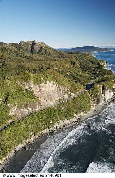 Zwölf Meilen Bluff  nördlich von Greymouth  Westküste  Südinsel  Neuseeland - Antenne