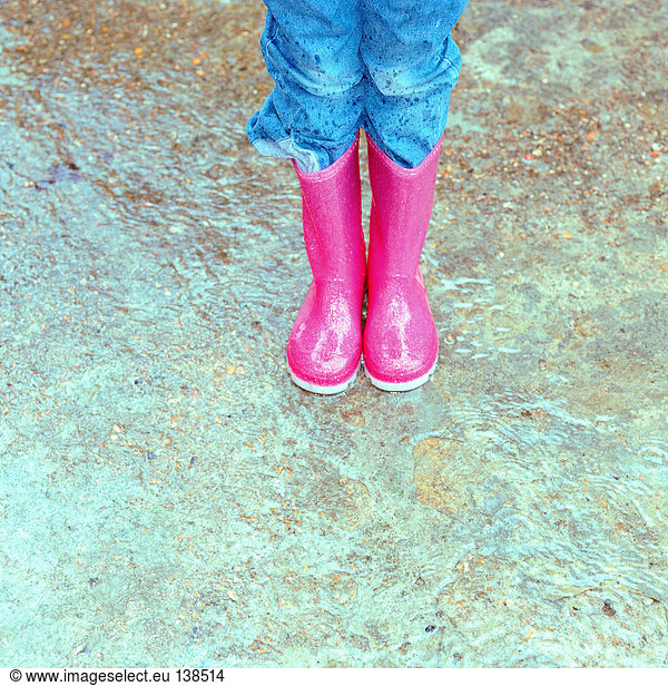 Pink rubber boots